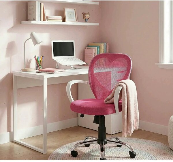 Scaun de birou DAISY, roz, stofa/polipropilena, 60x47x88/98 cm