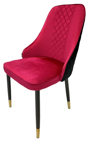 Set 2 scaune Modena, DENVER, catifea bordo cu negru, picioare metalice negre, 47x59x90 cm