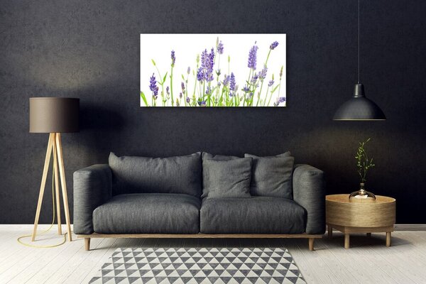 Tablou pe sticla Flori Floral Verde Violet Alb