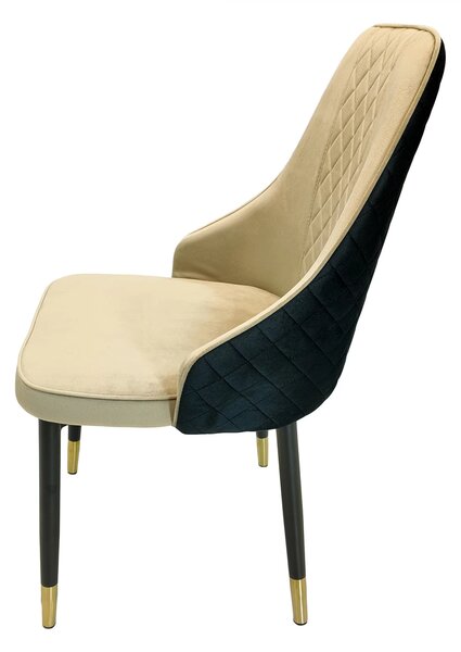 Scaun Modena, DENVER, catifea bej cu negru, picioare metalice negre, 47x59x90 cm
