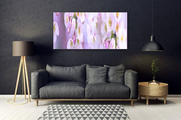 Tablou pe sticla Flori Floral Alb Violet