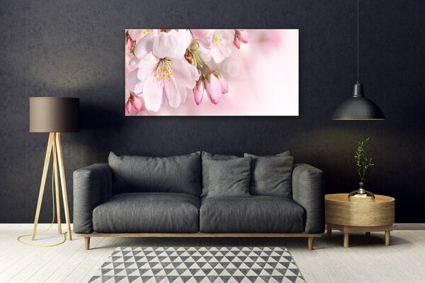 Tablou pe sticla Flori roz Floral