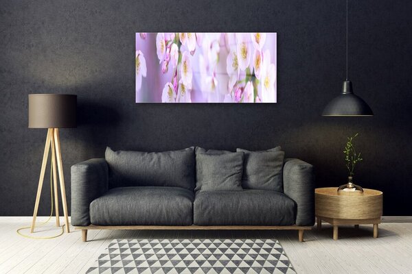 Tablou pe sticla Flori Floral Alb Violet