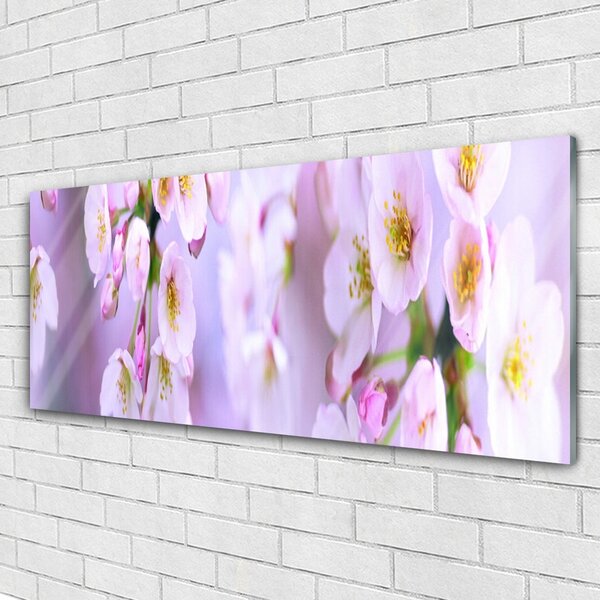 Tablou pe sticla Flori Floral Alb Violet
