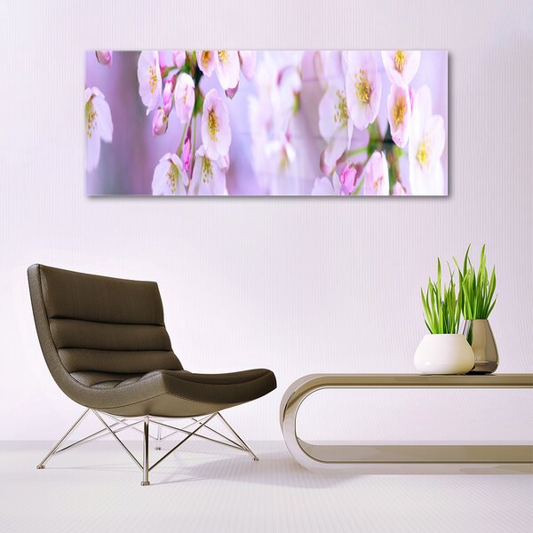 Tablou pe sticla Flori Floral Alb Violet