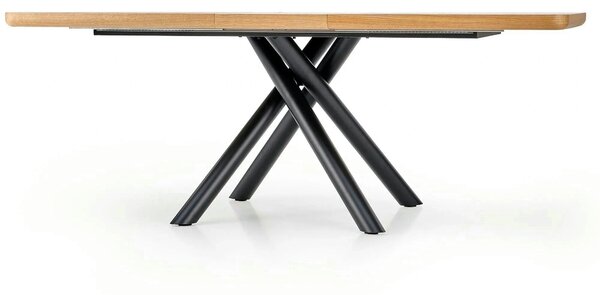 Masa mare living DERRICK, stejar natural/negru, 160/200x90x75 cm