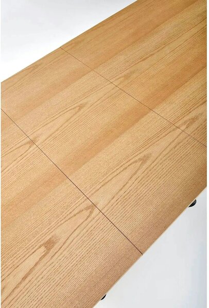 Masa mare living DERRICK, stejar natural/negru, 160/200x90x75 cm