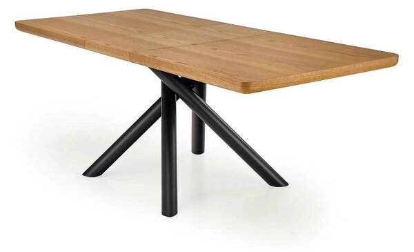 Masa mare living DERRICK, stejar natural/negru, 160/200x90x75 cm