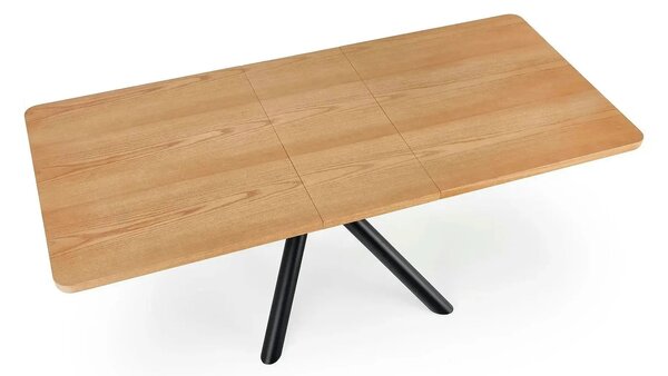 Masa mare living DERRICK, stejar natural/negru, 160/200x90x75 cm