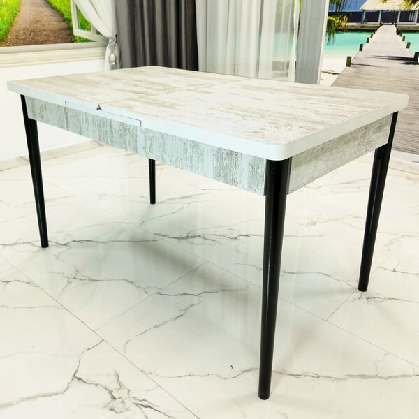Masa extensibila Napoli, DENVER, pin antichizat, picioare negre, 130x80x76 cm
