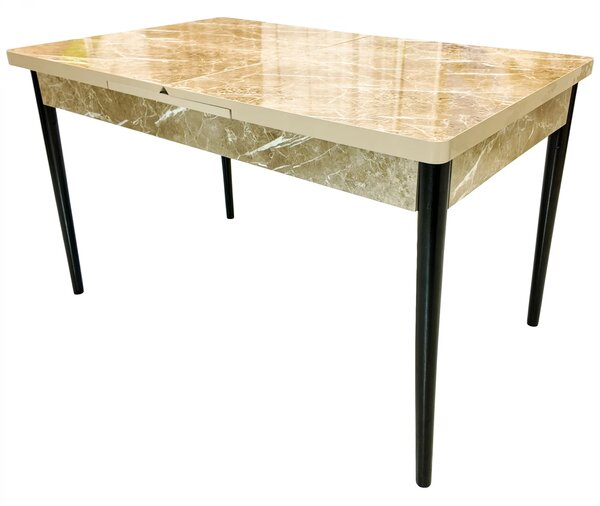 Masa extensibila Napoli, DENVER, marmura beige, picioare negre, 130x80x76 cm