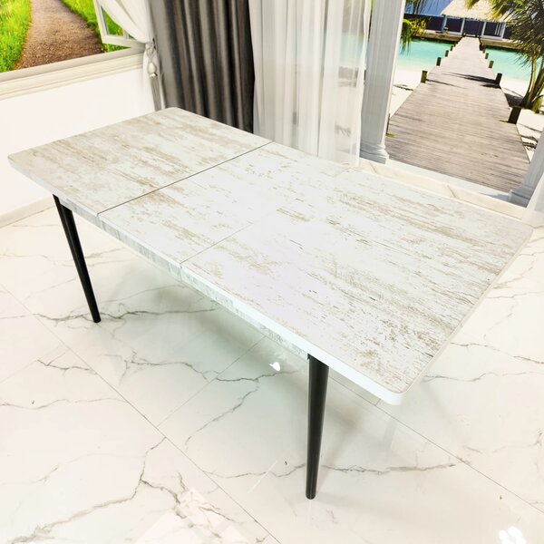 Masa extensibila Napoli, DENVER, pin antichizat, picioare negre, 130x80x76 cm