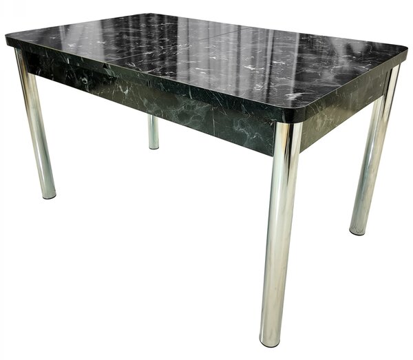 Masa extensibila Napoli, DENVER, marmura neagra, picioare cromate, 130x80x76 cm