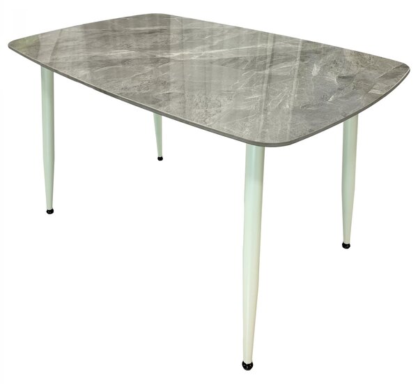 Masa Viena, DENVER, blat ceramic marmura gri, picioare bej, 120x80x73 cm