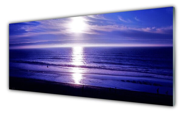 Panou sticla bucatarie Sea Sun Peisaj Alb Violet