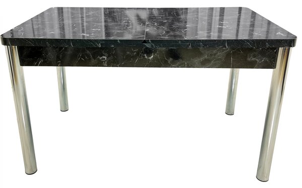 Masa extensibila Napoli, DENVER, marmura neagra, picioare cromate, 130x80x76 cm