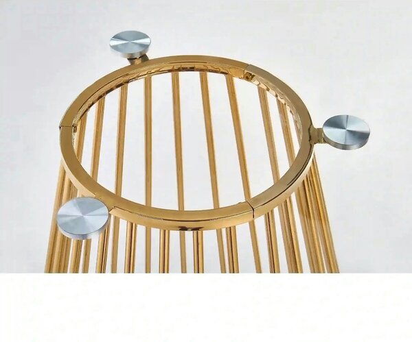 Masa sticla rotunda bucatarie LIVERPOOL, transparent/auriu, 120x120x75