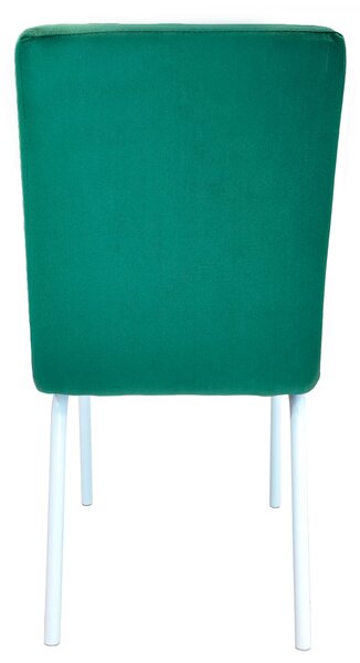 Set 4 scaune Miami, DENVER, catifea verde, picioare metalice albe, 53x53x84 cm