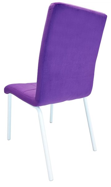 Set 2 scaune Miami, DENVER, catifea mov, picioare metalice albe, 53x53x82 cm