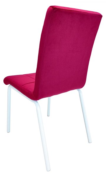 Set 2 scaune Miami, DENVER, catifea bordo, picioare metalice albe, 53x53x82 cm