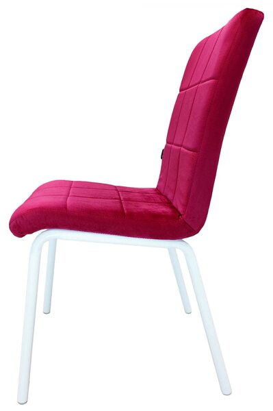 Set 2 scaune Miami, DENVER, catifea bordo, picioare metalice albe, 53x53x82 cm