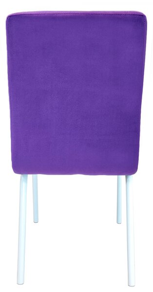 Set 2 scaune Miami, DENVER, catifea mov, picioare metalice albe, 53x53x82 cm
