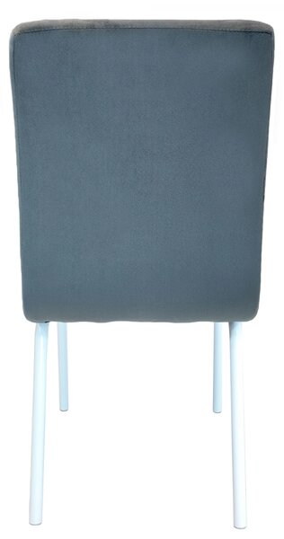 Scaun Miami, DENVER, catifea gri, picioare metalice albe, 53x53x82 cm