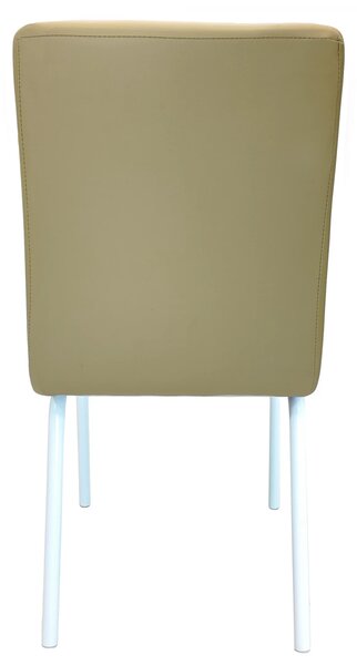 Scaun Miami, DENVER, piele ecologica maro si bej , picioare metalice albe, 53x53x82 cm