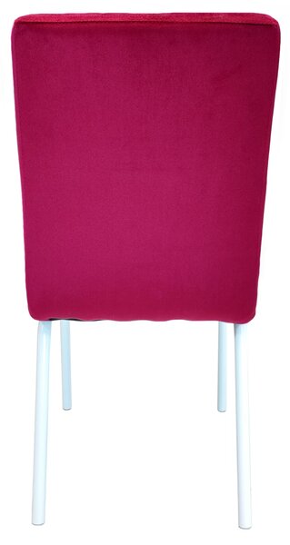 Set 2 scaune Miami, DENVER, catifea bordo, picioare metalice albe, 53x53x82 cm