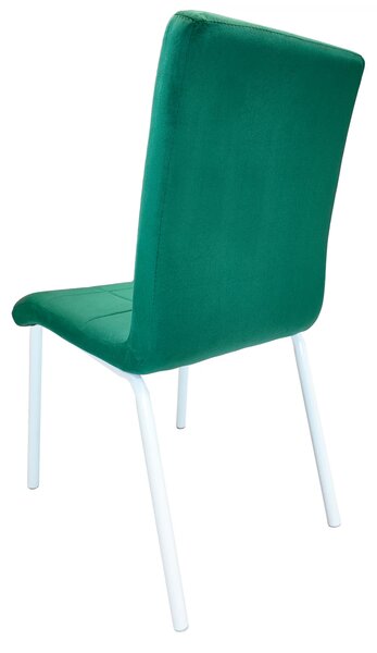 Set 4 scaune Miami, DENVER, catifea verde, picioare metalice albe, 53x53x84 cm