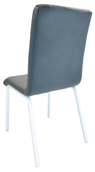Scaun Miami, DENVER, catifea gri, picioare metalice albe, 53x53x82 cm
