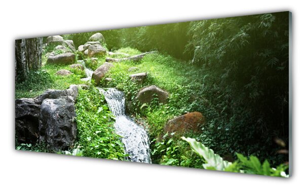 Panou sticla bucatarie Brook Ierburile Natura Verde Alb Gri