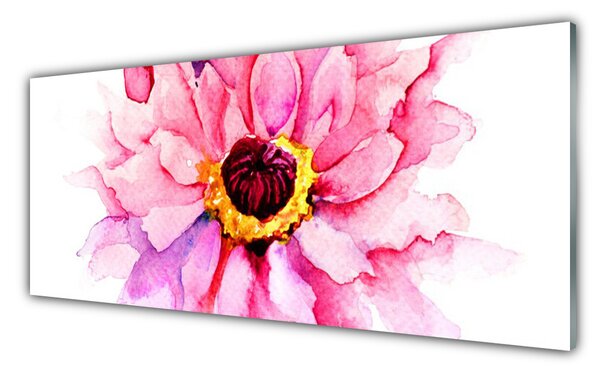 Panou sticla bucatarie Florale flori roz galben alb