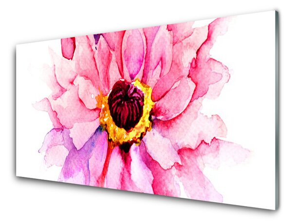 Panou sticla bucatarie Florale flori roz galben alb