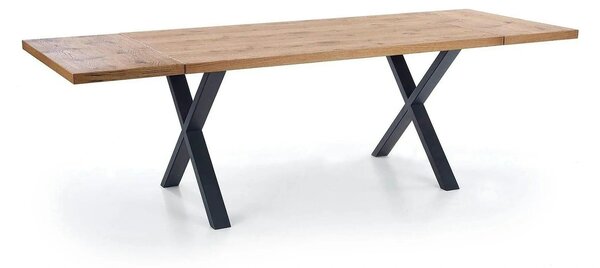 Masa extensibila XAVIER, stejar deschis/negru, lemn/otel, 160/250x90x7