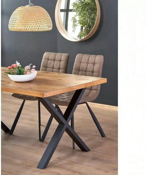 Masa extensibila XAVIER, stejar deschis/negru, lemn/otel, 160/250x90x7
