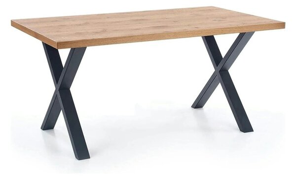 Masa extensibila XAVIER, stejar deschis/negru, lemn/otel, 160/250x90x7