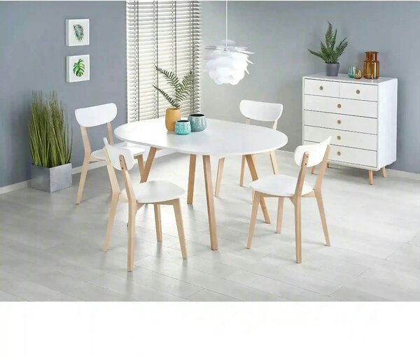 Masa extensibila RUBEN, alb/stejar, 102/142x102x73 cm