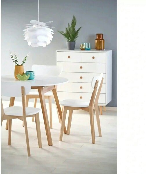 Masa extensibila RUBEN, alb/stejar, 102/142x102x73 cm