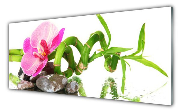 Panou sticla bucatarie Flori Floral Roz Verde Gri Alb