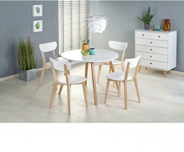 Masa extensibila RUBEN, alb/stejar, 102/142x102x73 cm