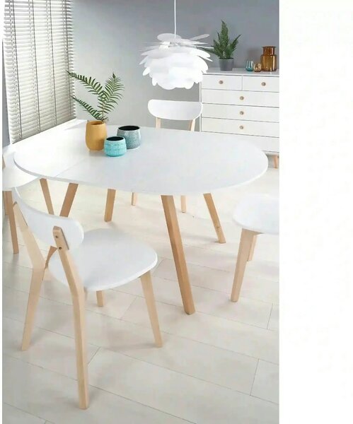 Masa extensibila RUBEN, alb/stejar, 102/142x102x73 cm