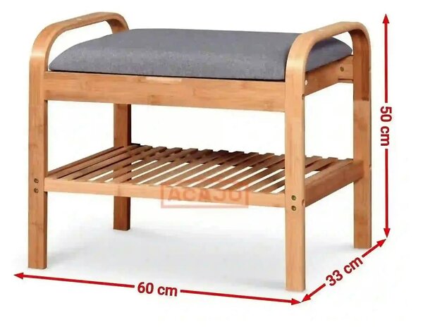 Pantofar ST12, gri/stejar natural, stofa/lemn, 60x33x50 cm