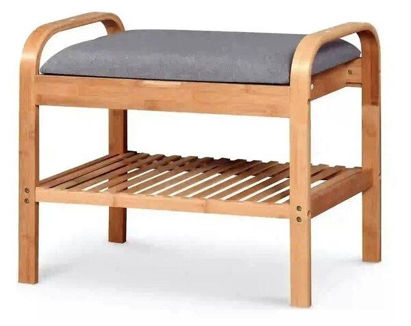 Pantofar ST12, gri/stejar natural, stofa/lemn, 60x33x50 cm