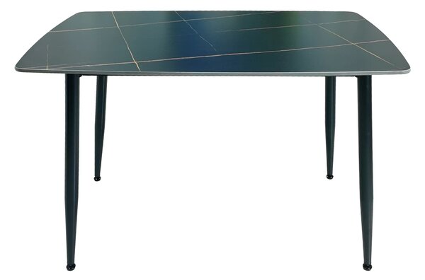 Masa Viena, DENVER, blat ceramic marmura neagra, picioare negre, 120x80x73 cm