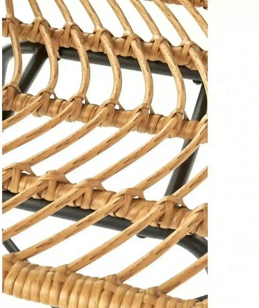 Scaun bar H97, negru/stejar, rattan sintetic/otel, 47x57x113 cm