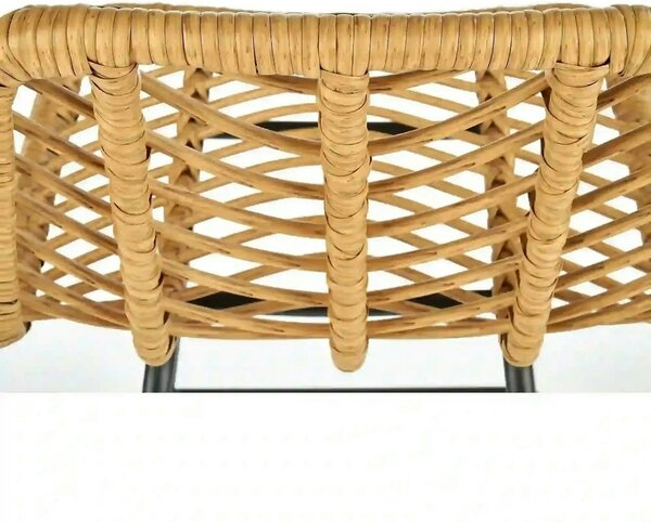 Scaun bar H97, negru/stejar, rattan sintetic/otel, 47x57x113 cm