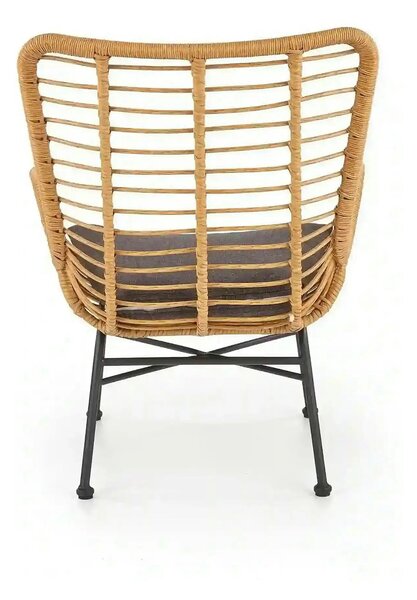 Fotoliu gradina IKARO, bej/gri, rattan sintetic/otel, 69x58x93x42 cm