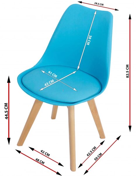 Set 4 scaune Stockholm, DENVER, piele ecologica turcoaz, picioare lemn, 48x50x84 cm