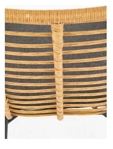 Fotoliu gradina IKARO, bej/gri, rattan sintetic/otel, 69x58x93x42 cm